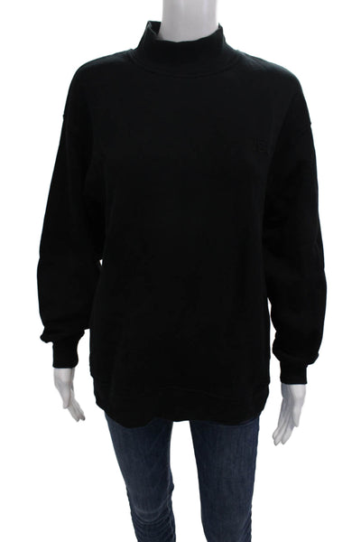 WSLY Women Pullover Sweatshirt Black Mock Neck Long Sleeve Size XS