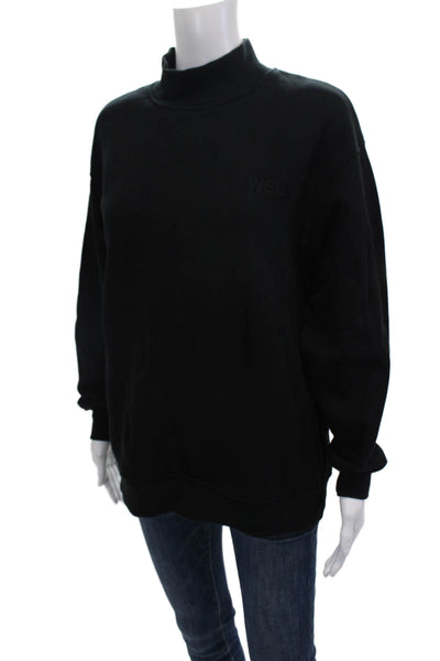 WSLY Women Pullover Sweatshirt Black Mock Neck Long Sleeve Size XS