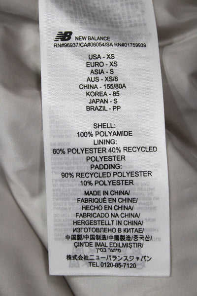 New Balance Women Bomber Windbreaker Jacket Beige Zip Polyamide Size XS
