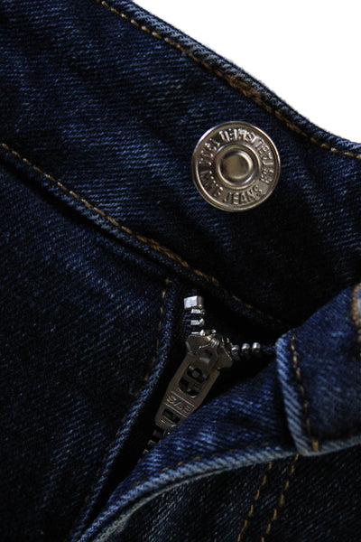 MNG Women Cropped Straight Dark Blue Jeans Button Mid Rise Size 2