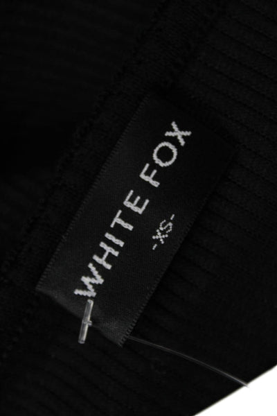 White Fox Women Black Cropped Camisole Square Neck Sleeveless Top Size XS