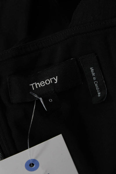 Theory Women Black A-Line Sundress Sleeveless Square Neck Size 0
