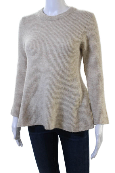 COS Women Pullover Sweater Beige Crew Neck Long Sleeve Wool Size S