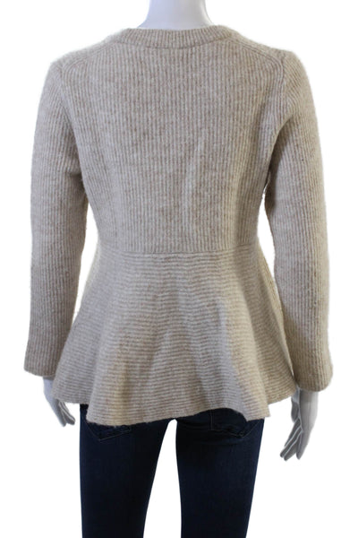 COS Women Pullover Sweater Beige Crew Neck Long Sleeve Wool Size S