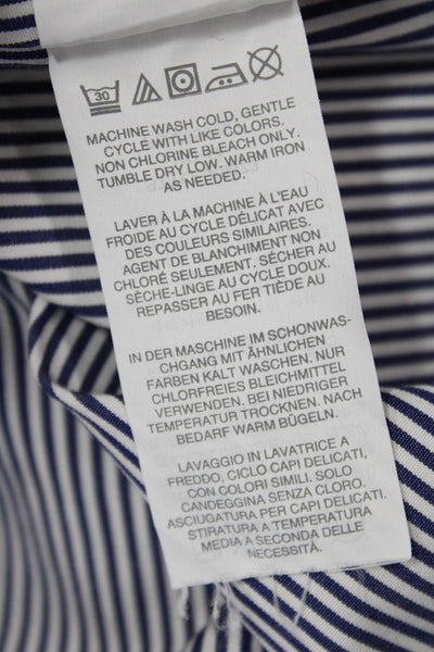 J Crew Women Dark Blue Striped Collared Tunic Button-Up Long Sleeve Size 00