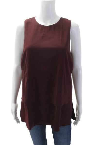 Theory Womens Tunic Brown Sleeveless Round Neck Solid Fall Size M