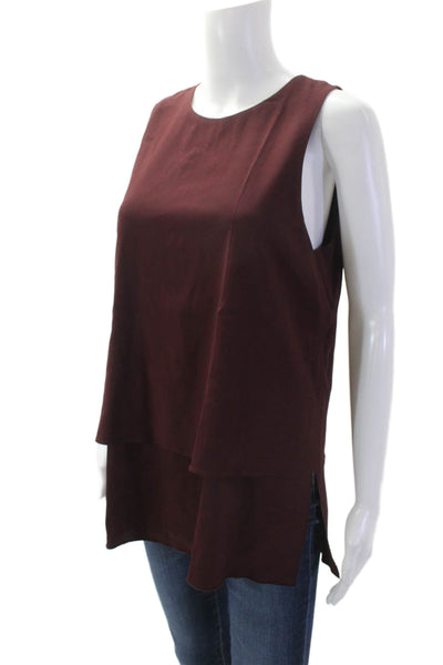 Theory Womens Tunic Brown Sleeveless Round Neck Solid Fall Size M