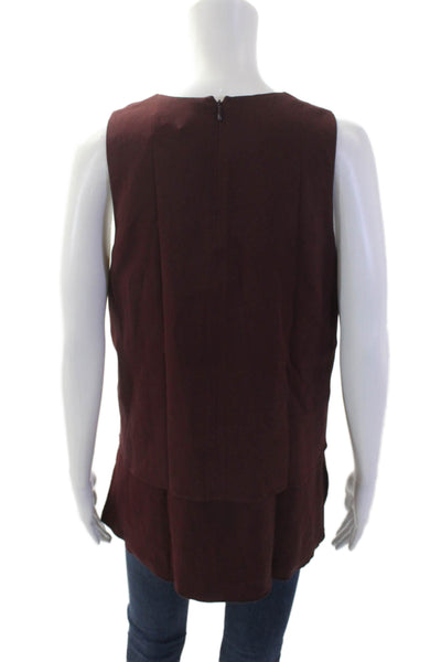Theory Womens Tunic Brown Sleeveless Round Neck Solid Fall Size M