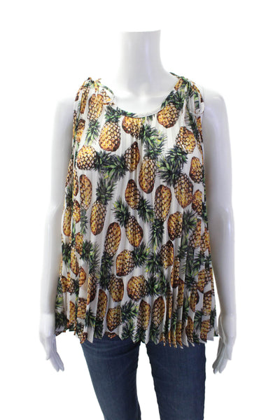 nicole by Nicole Miller Womens White Graphic Sleeveless Tunic Blouse Size M