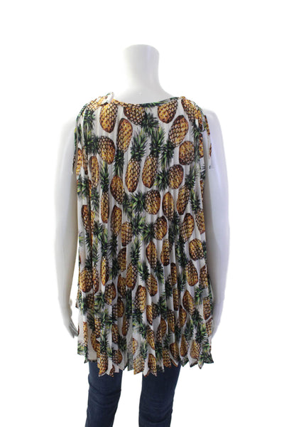 nicole by Nicole Miller Womens White Graphic Sleeveless Tunic Blouse Size M