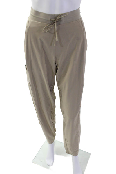 Athleta Women Cargo Jogger Pants Beige Drawstring Size 8 Tall