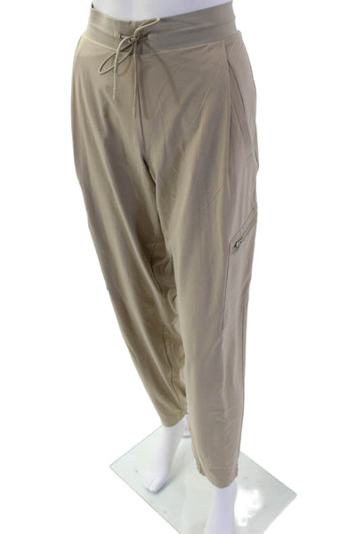 Athleta Women Cargo Jogger Pants Beige Drawstring Size 8 Tall