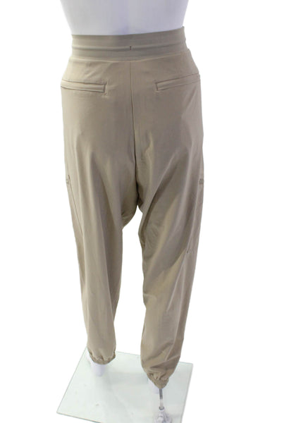 Athleta Women Cargo Jogger Pants Beige Drawstring Size 8 Tall