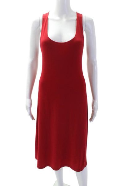 Calvin Klein Women Tank Dress Red Sleeveless Round Neck Midi Size 8