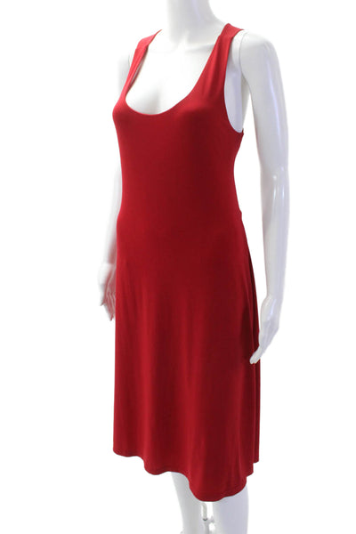Calvin Klein Women Tank Dress Red Sleeveless Round Neck Midi Size 8
