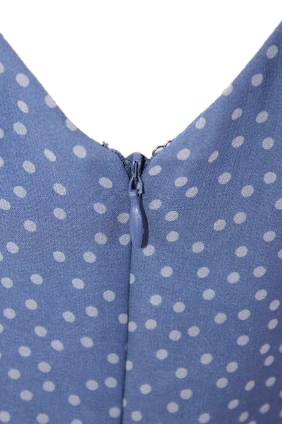 Adrianna Papell Women A-Line Silk Polka Dot Sundress Blue Mid-Calf Size 8