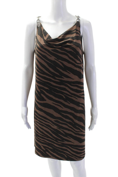 Michael Michael Kors Women Sleeveless Black Animal Print Shift Dress Size L