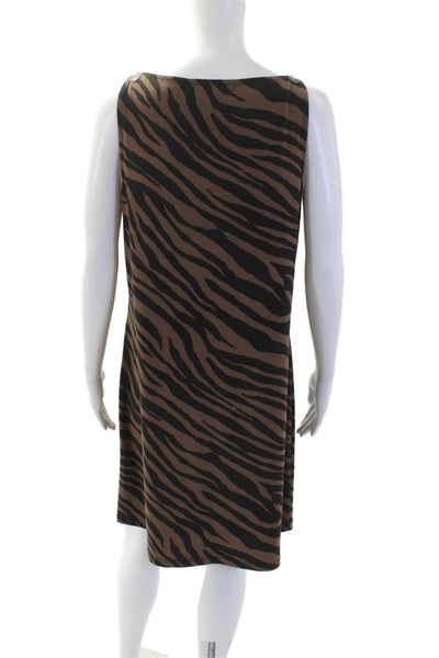 Michael Michael Kors Women Sleeveless Black Animal Print Shift Dress Size L