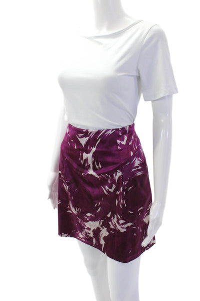 Theory Women's Zip Closure Unlined Mini Multicolor Skirt Purple Size 10