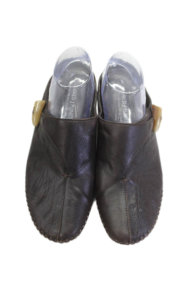 Donald J Pliner Women's Round Toe Slip-On Leather Mules Sandals Brown Size 9.5