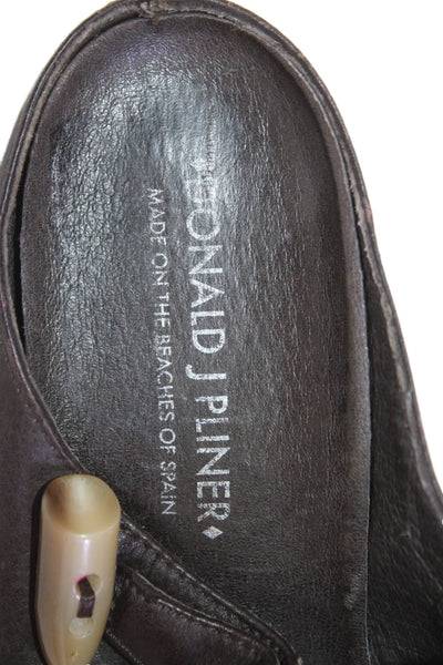 Donald J Pliner Women's Round Toe Slip-On Leather Mules Sandals Brown Size 9.5