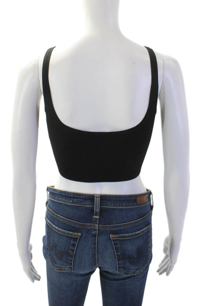 Theory Women Cropped Tank Sleeveless Black Round Neck Solid Size PP