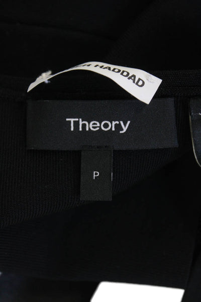 Theory Women Cropped Tank Sleeveless Black Round Neck Solid Size PP