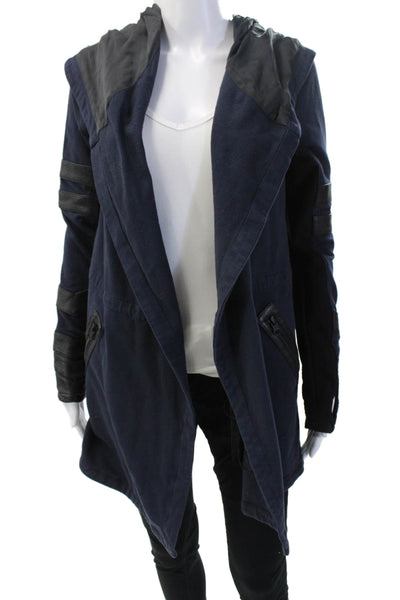 Blanc Noir Womens Army Dark Blue Zip Jacket Long Sleeve Size S