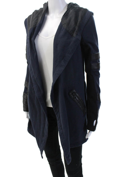 Blanc Noir Womens Army Dark Blue Zip Jacket Long Sleeve Size S