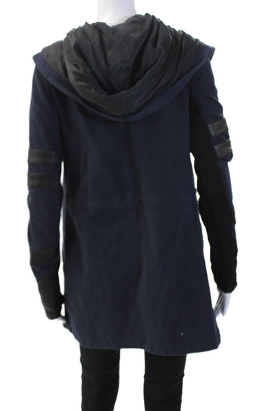 Blanc Noir Womens Army Dark Blue Zip Jacket Long Sleeve Size S
