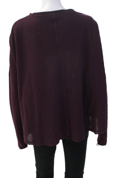 Out From Under Women Bohemian Purple V-Neck Button-Up Long Sleeve Top Size M