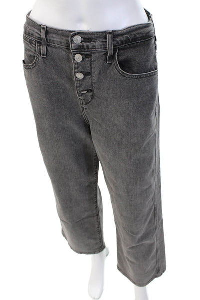 Levis Womens Cropped Wide-Leg Jeans Dark Gray High Rise Size 28
