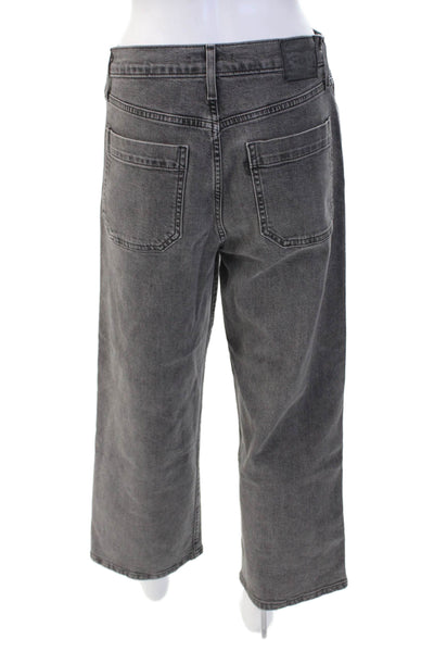 Levis Womens Cropped Wide-Leg Jeans Dark Gray High Rise Size 28