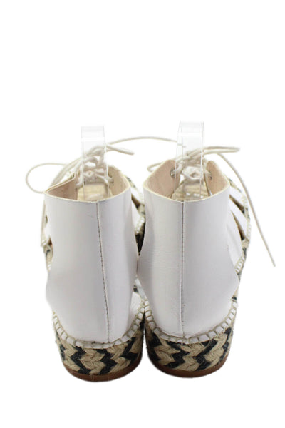 Loeffler Randall Womens Espadrille Lace Up Platform Sandals White Size 10