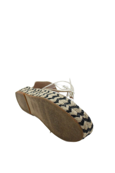 Loeffler Randall Womens Espadrille Lace Up Platform Sandals White Size 10