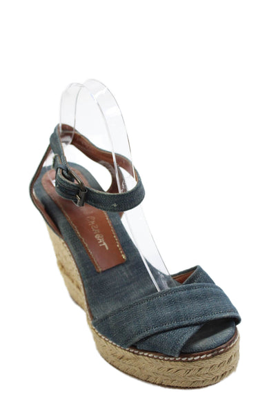 Jean Michel Cazabat Womens Denim Espadrille Detail Wedge Heels Blue Size 10