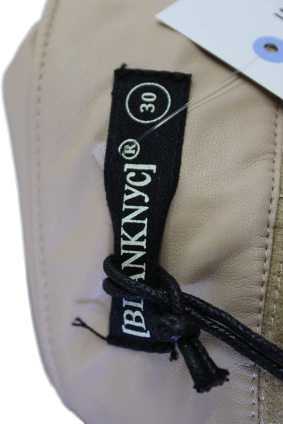 Blank NYC Womens Faux Leather Pocketed Pleated Detail Shorts Beige Size 30