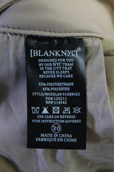 Blank NYC Womens Faux Leather Pocketed Pleated Detail Shorts Beige Size 30