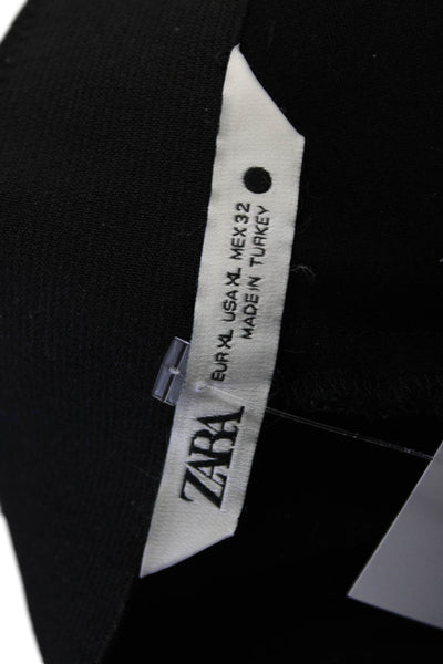 Zara Women Cropped Capri Pants Black Polyester Blend Size XL