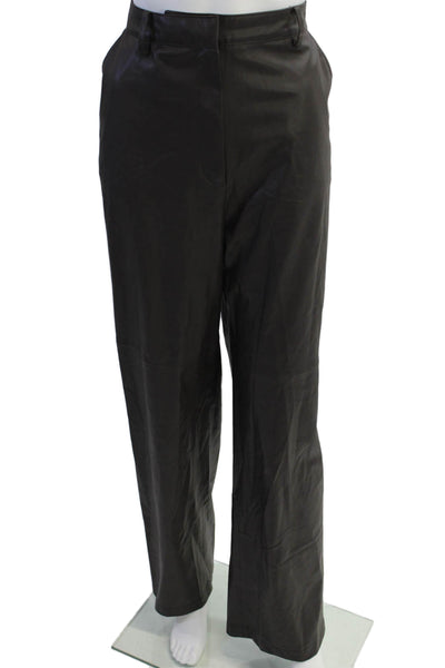 Zara Women Dress Pants Black Button Solid Polyurethane Classic Size M