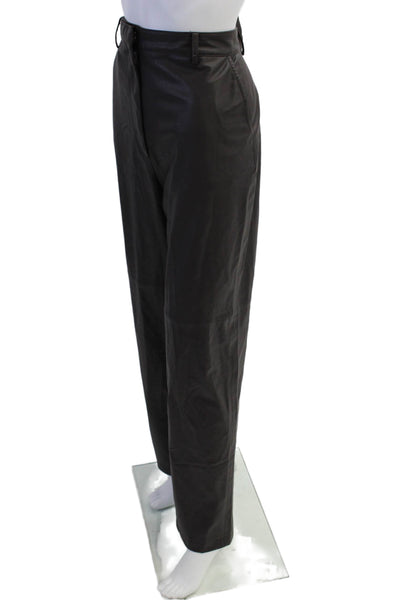 Zara Women Dress Pants Black Button Solid Polyurethane Classic Size M