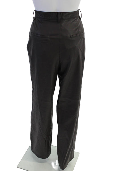 Zara Women Dress Pants Black Button Solid Polyurethane Classic Size M