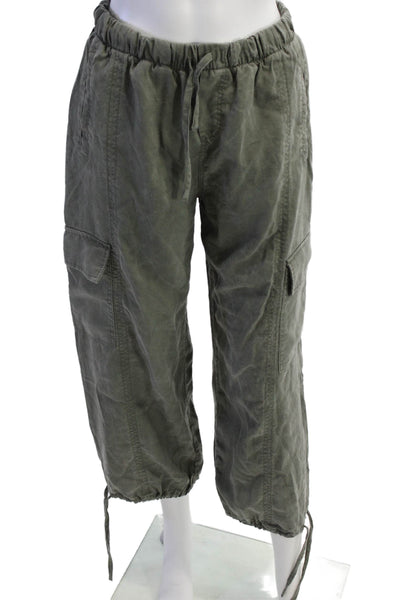 Splendid Unisex Capri Cargo Pants Army Green 100% Lyocell Drawstring Size XS