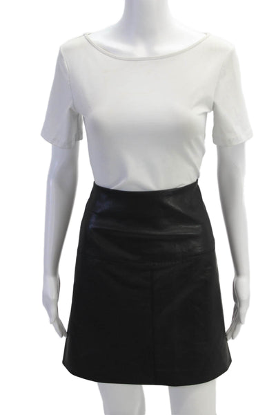 Ted Baker London Womens Faux Leather Zippered Detail Skirt Black Size 4