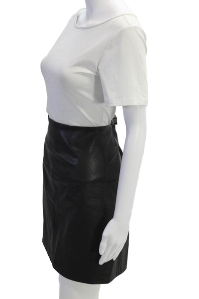 Ted Baker London Womens Faux Leather Zippered Detail Skirt Black Size 4