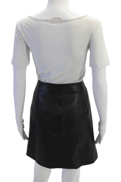 Ted Baker London Womens Faux Leather Zippered Detail Skirt Black Size 4