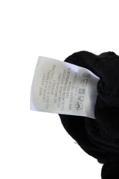 IRO Womens Black Linen Short Sleeve Basic T-Shirt Round Neck Grunge Size L