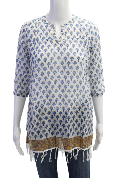 Roberta Roller Rabbit Girls Cotton Fringe Detail Long Sleeve Dress White Size 10