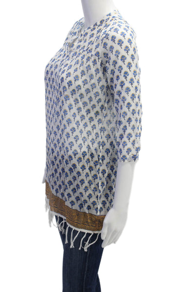 Roberta Roller Rabbit Girls Cotton Fringe Detail Long Sleeve Dress White Size 10