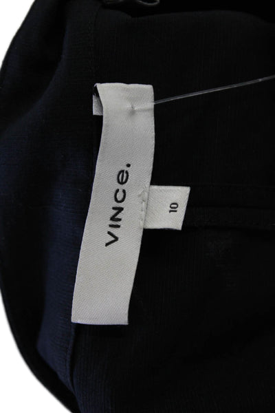 Vince Women Black Mock Neck Short Sleeve Button-Up Blouse Size 10